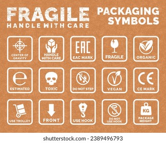 Packaging symbols set icon vector