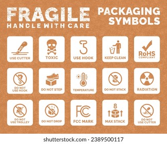 Verpackungssymbole setzen Symbol-Vektorsymbol