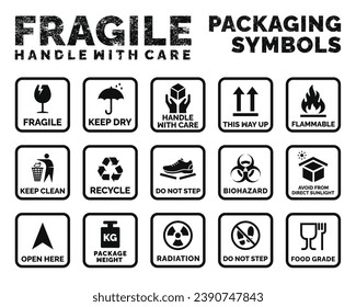 Packaging symbols set icon vector
