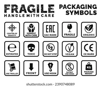 Packaging symbols set icon vector