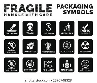 Packaging symbols set icon vector