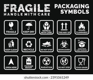 Packaging symbols set icon vector