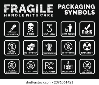 Packaging symbols set icon vector