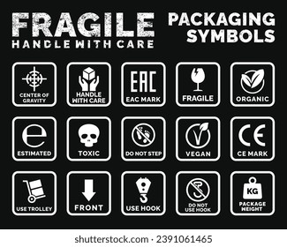 Packaging symbols set icon vector