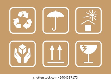 Packaging symbols set. Set of icons for transportation for use on packaging box.
