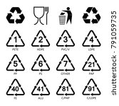 Packaging symbols set, resin icons, plastic wrapping, packing sign for food, recycle plastic packings labels, food safe