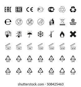 Packaging symbols set, vector
