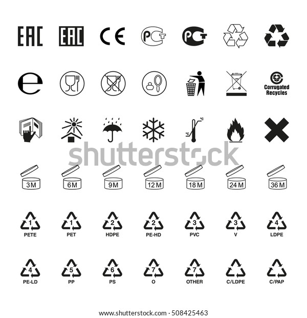 Packaging symbols set,
vector