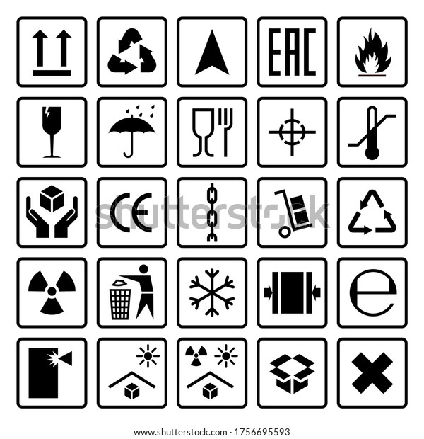 Packaging Symbols Shipping Cargo Signs Fragile Stock Vector (Royalty ...