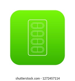 Packaging of tablets icon green vector isolated on white background