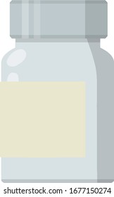 Packaging of tablets. Medical icon for app. Flat illustration. White container with medication. Drugstore and pharmacy element