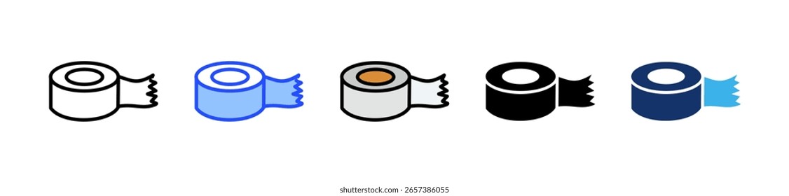 Packaging Tape Icon Collection With Multiple Styles