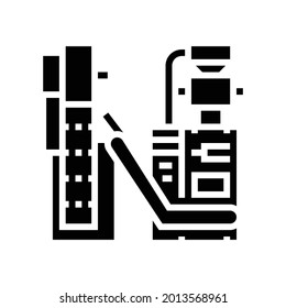 packaging tea factory machine glyph icon vector. packaging tea factory machine sign. isolated contour symbol black illustration