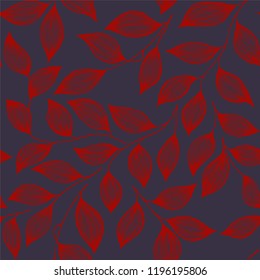 Packaging tea leaves organic seamless pattern vector. Decorative tea plant bush red leaves floral fabric ornament. Herbal sketchy repeating background pattern with nature elements.