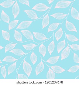 Packaging tea leaves organic seamless pattern vector. Trendy tea plant bush pink leaves floral fabric ornament. Herbal sketchy floral seamless pattern background.