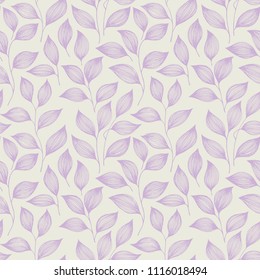 Packaging tea leaves pattern seamless vector illustration. Summer tea plant bush leaves floral textile ornament. Herbal sketchy seamless background pattern with nature elements.