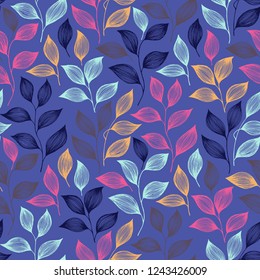 Empaque hojas de té patrón vectorial sin fisuras. El arbusto mínimo de la planta de té deja el diseño de tejido floral. Diseño de fondo herbal sin fisuras con elementos naturales. Papel rojo orgánico de verano.