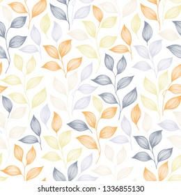 Packaging tea leaves pattern seamless vector. Minimal tea plant bush leaves floral textile design. Herbal sketchy seamless background pattern with nature elements. Herbs summer foliage wallpaper.