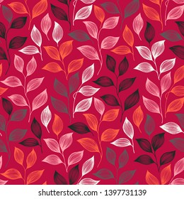 Packaging tea leaves pattern seamless vector. Minimal tea plant bush leaves floral textile design. Herbal sketchy seamless background pattern with nature elements. Modern summer foliage wallpaper.