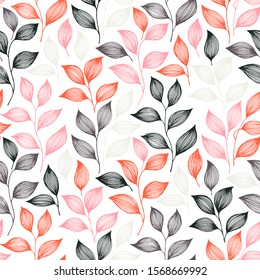 Packaging tea leaves pattern seamless vector. Minimal tea plant bush leaves floral textile ornament. Herbal sketchy seamless background pattern with nature elements. Trendy summer foliage wallpaper.