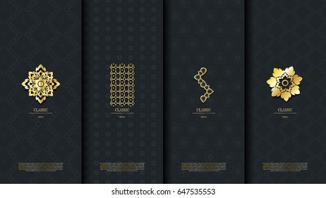 Packaging template of exotic Thai pattern design element concept elegant background vector design, inclusive of pattern swatch