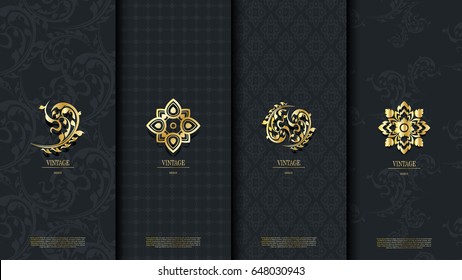 Packaging Template Of Exotic Thai Pattern Design Element Concept Classy Vintage Background And Logo Vector Design, Inclusive Of Swatch Pattern