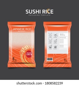 Packaging Template Japanese Rice or Sushi Rice Background for Organic Products.