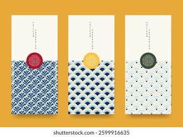 Packaging templates japanese style background of fabric luxury or premium products. Asian pattern art design.