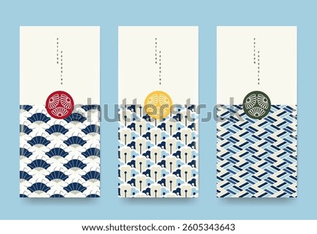 Packaging templates japanese style background of fabric luxury or premium products. Asian pattern art design.