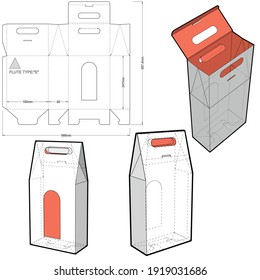 Packaging for three bottles of wine and Die-cut Pattern. The .eps file is full scale and fully functional. Prepared for real cardboard production.