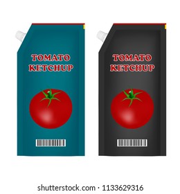 Packaging of tomato ketchup in the vector.Tomato ketchup on white background.Vector illustration.