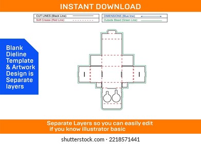 Packaging Treasure Mug Box Dieline Template And 3D Vector Render File