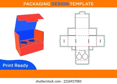 Packaging Treasure Mug box dieline template and 3D vector render file