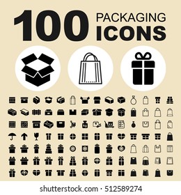 Packaging vector icons. Container and box pictogram. Shipping and logistic symbol.