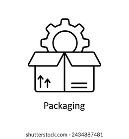 Packaging vector outline icon design illustration. Manufacturing units symbol on White background EPS 10 File