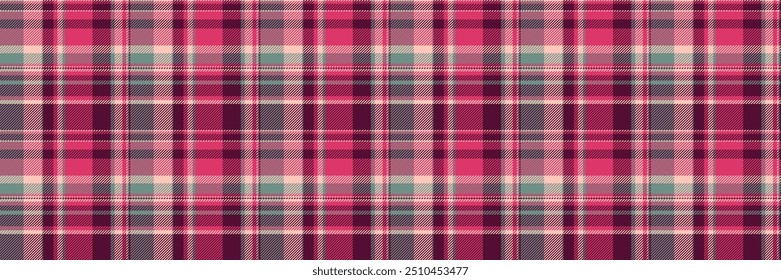 Packaging vector seamless textile, flow plaid pattern texture. Artwork fabric background tartan check in pink and red colors palette.