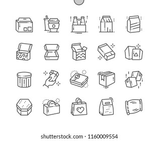 Packaging Well-crafted Pixel Perfect Vector Thin Line Icons 30 2x Grid for Web Graphics and Apps. Simple Minimal Pictogram