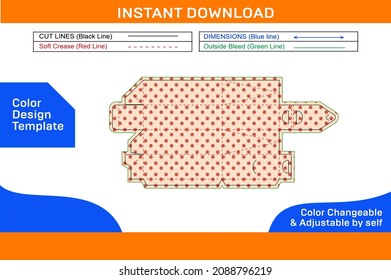 Packaging wine carton box dieline template and 3D box design color changeable and editable