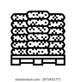 packaging wood pellets line icon vector. packaging wood pellets sign. isolated contour symbol black illustration