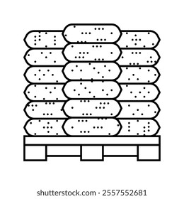 packaging wood pellets line icon vector. packaging wood pellets sign. isolated contour symbol black illustration