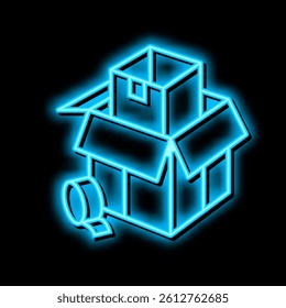 packaging and wrapping parcel neon light sign vector. packaging and wrapping parcel illustration