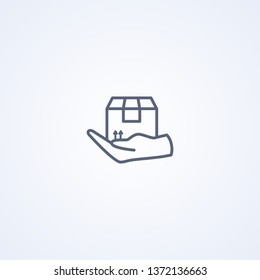 Packed box delivering, vector best gray line icon on white background, EPS 10