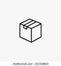 packed box, delivery icon - simple outline icon - vector