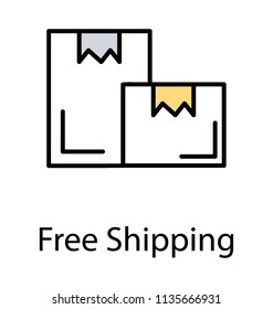 
Packed cardboard boxes of goods, ready to dispatch, offering an idea for free shipping icon
