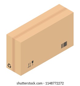 Packed carton box icon. Isometric of packed carton box vector icon for web design isolated on white background