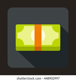 Packed dollars money icon in flat style on a gray background