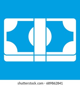 Packed dollars money icon white isolated on blue background vector illustration