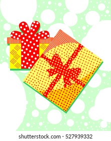 Packed gift boxes. Surprises. Elegant and colorful illustration.