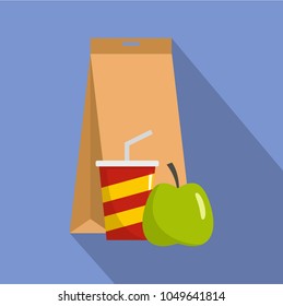 Packed lunch icon. Flat illustration of packed lunch vector icon for web