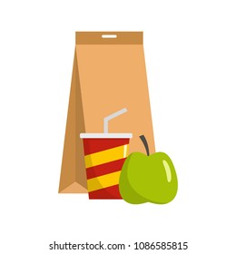 Packed lunch icon. Flat illustration of packed lunch vector icon for web